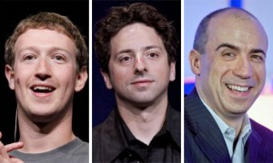 Mark Zuckerberg, Sergey Brin e Yuri Milner.