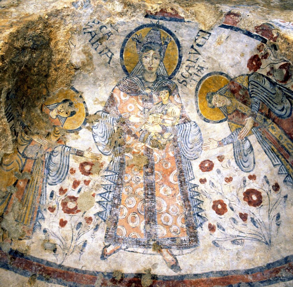 particolare della Cripta del Peccato Originale scoperta nel 1963 in una grotta di Matera